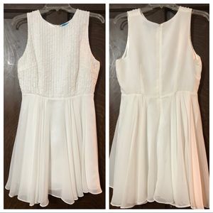 SEQUIN & CHIFFON WHITE COCKTAIL DRESS
